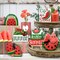 Summer Tiered Tabletop Decor, Red Green Watermelon Tray Decorations, Hello Summer Sweet Popsicle Ant Wooden Signs, Farmhouse Rustic Decorations for Home Table Shelf Mantel Party